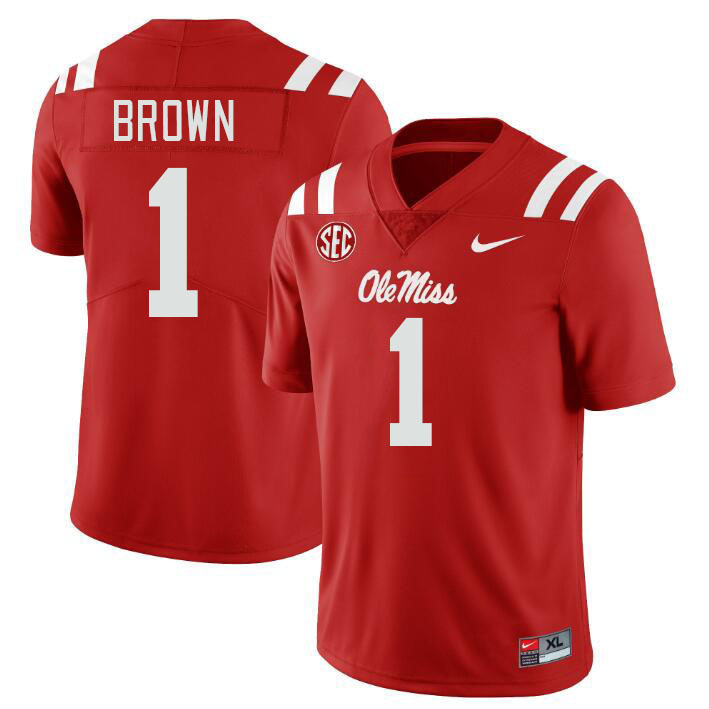 Ole Miss Rebels #1 A.J. Brown College Football Jerseys Stitched Sale-Red